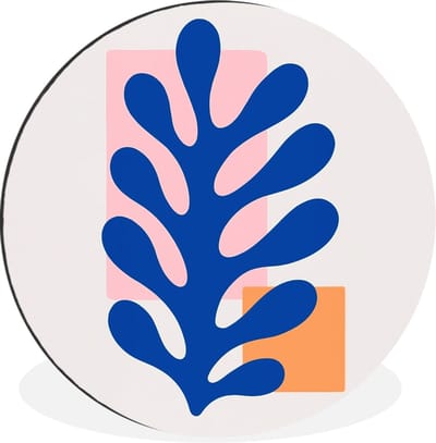 WallCircle - Wandcirkel - Muurcirkel - Abstract - Blad - Blauw - Rechthoeken - Aluminium - Dibond - 30x30 cm - Binnen en Buiten