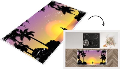 Keukenloper - Loper keuken - Boot - Palmboom - Zee - Tekening - 120x60 cm - Keukenloper vinyl