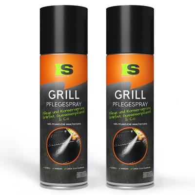 Spraytive 2x 500ml BBQ onderhoudsspray antiaanbak grillolie voor grillrooster gietijzer en rvs beschermt tegen roest
