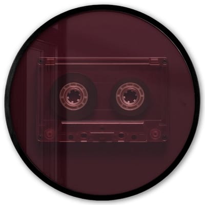 Poster in lijst Rond - Fotolijst 40x40 cm - Posters - Cassetteband - Bordeaux - Vintage - Ronde posterlijst zwart - Decoratie - Wanddecoratie woonkamer - Muurdecoratie slaapkamer