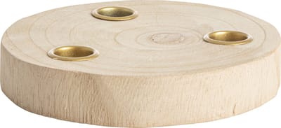 Gusta - Kaarsenstandaard hout - Geschikt voor 3 dinerkaarsen - ø16,5 x 3cm