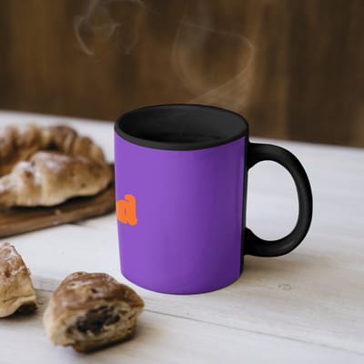 Magische Mok - Foto op Warmte Mokken - Koffiemok - See the good - Oranje - Paars - Smiley - Magic Mok - Beker - 350 ML - Theemok - Mok met Tekst