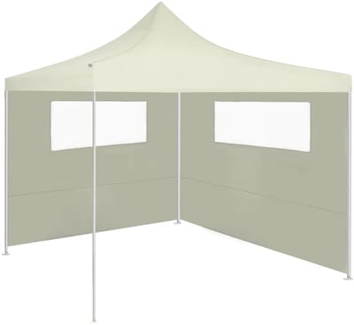 Prieelzijwanden met Ramen - Set van 2 stuks - 300 x 200 cm - Crème - Universele Zijwanden voor Partytent & Prieel - Waterafstotend & Winddicht - Inclusief Klittenbandbevestiging