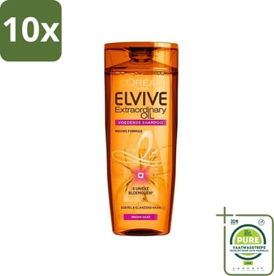 10 x L'Oréal Paris Elvive - Shampoo - Extraordinary Oil - Voor Droog Haar - Met Marula- en Camelia-Olie - 250 ml - Grootverpakking - Shampoo Voor Droog Haar - Marula-olie Shampoo - Camelia-olie Shampoo - Voeding Voor Haar - Glans Voor Haar