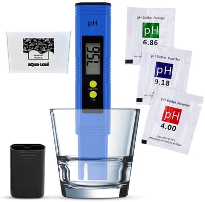 Aqua-Loui® - Digitale pH Meter - Inclusief Kalibratiepoeders & Batterijen - pH Tester voor Aquarium, Zwembad, Drinkwater, Vijver & Hydroponics