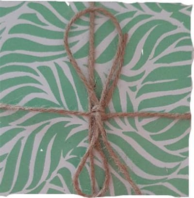 Houten onderzetters - Tropical Green - Groen/Wit - Hout - 6 stuks - onderzetters voor glazen