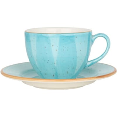 Bonna Aqua - Thee kopjes & schotel - 230 cc - Porselein - set van 6