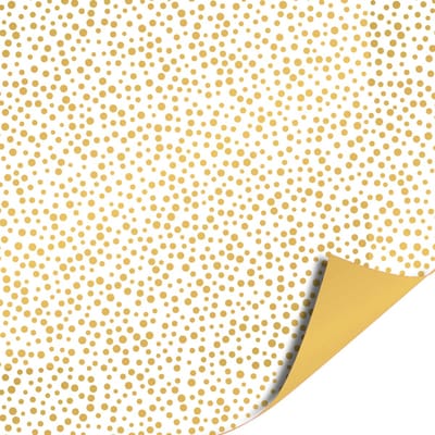Inpakpapier - Cadeaupapier - Kadopapier - Kerst - Luxury Dots White / Gold - 70cm x 2m - Rol inpakpapier - Stippen - Wit - Goud