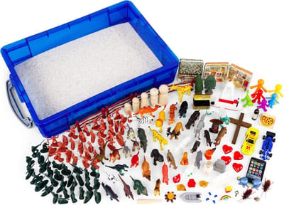 Draagbare Basisset voor Zandtherapie met Zandbak en Miniaturen