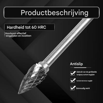 carmdering - Freesbits Set - Hardmetaal Frezen - Graveerset - 10 stuks, wolfraamcarbide, 3mm schacht, 40mm lengte, diverse vormen - Voor metaal & hout - Precisie & duurzaam