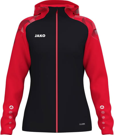 Jako Sonic Jas Met Kap Dames - Zwart / Rood | Maat: 34/36