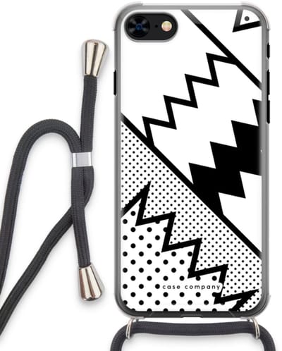 Case Company® - Hoesje met koord geschikt voor iPhone 8 hoesje met Koord - Pop Art #5 - Telefoonhoesje met Zwart Koord - Bescherming aan alle Kanten en Over de Schermrand