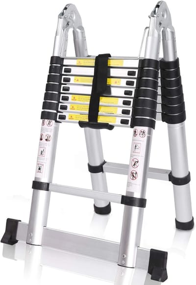 Telescopische ladder - Inklapbare multifunctionele ladder - Uittrekbare draagbare ladder - Maximale draagkracht 150 kg - Zilver Telescopische ladder