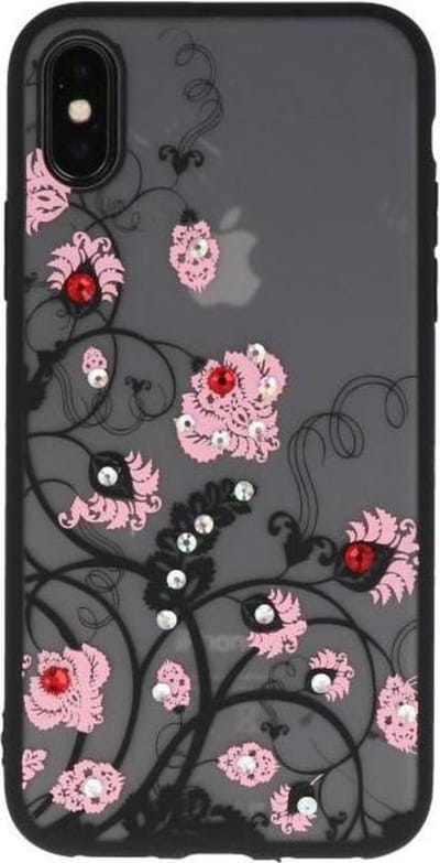 Licht Roze Diamant Bloemen Back Cover Hoesje voor iPhone X