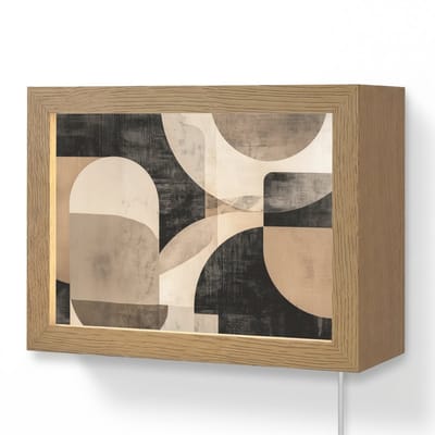 Wandlamp 20x15 cm - Oplaadbaar - Abstract - Vormen - Modern - Beige - Wandlampen binnen woonkamer - Slaapkamer lamp met kabel - Decoratieve nachtlamp - Vloerlamp snoer