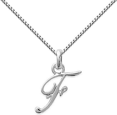 Amanto Ketting Letter F - 925 Zilver Gerhod. - Alfabet - 12x18mm - 50cm