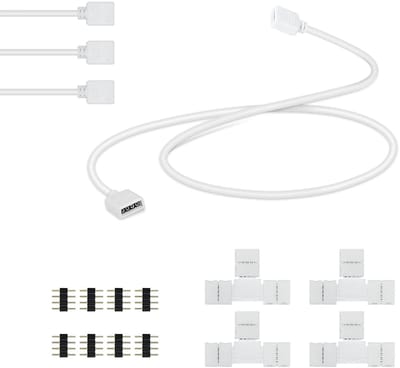 10mm 4pin 5050/3528 RGB LED Strip Connector - 4 Stuks 1.64FT Verlengkabel voor Lichtstrips en Verlichting