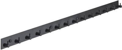 Strength Kapstok, 14 haken, 95 cm, roestvrij staal, zwart, wandgarderobe voor badkamer, woonkamer, keuken en hal, haken voor mutsen, sjaals, handtassen en handdoeken