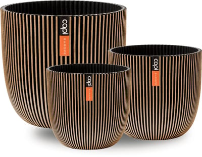 Capi Europe - Cadeauset Pot bol Groove 'made with' goud - Goud - Bloempotten voor binnen en buiten - Capi ‘Made with’ - Gemaakt van gerecycled materiaal - Levenslang garantie - Cadeauset