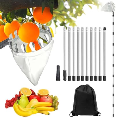 Dailygoody - Fruitplukker - Appelplukker - Eenvoudig te monteren - 4 m steel - Kersenplukker - Geschikt voor verschillende fruitsoorten - Inclusief ka