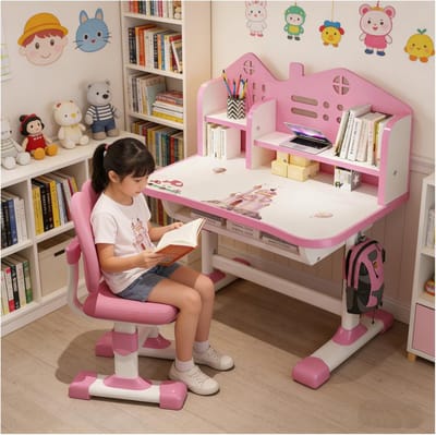 In hoogte verstelbare Kinderbureau met Stoel Set voor 3 tot 12 Jaar - Ergonomisch Schoolbureau voor Kinderen