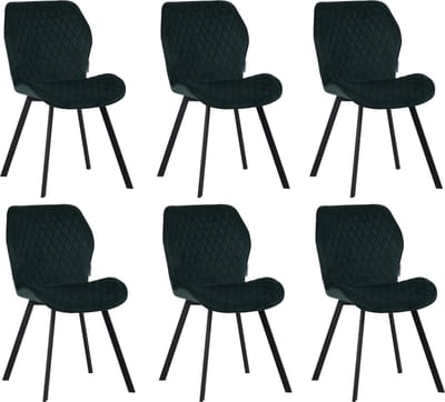 Colenis® - Rio eetkamerstoel - Set Van 6 - Groen - Fluweel - Velvet - Industrieel - Stoel
