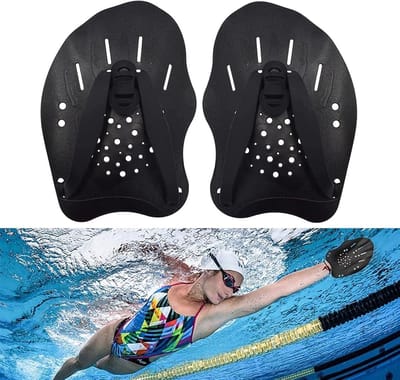 Zwemhandpaddles 2 Stuks - Zwemtraining Verstelbaar - Verbeter Slagtechniek - 20,0x13,3 cm - Zwart