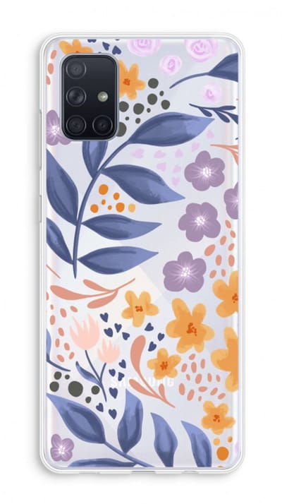 Case Company® - Hoesje geschikt voor Samsung Galaxy A71 hoesje - Flowers with blue leaves - Soft Cover Telefoonhoesje - Bescherming aan alle Kanten en Schermrand