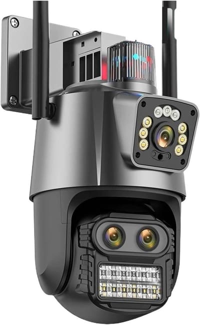 Outdoor Camera - Beveiligingscamera PTZ - Huisbewaking - Drie Lenzen Dubbel Scherm - 9MP 4K HD - One Color