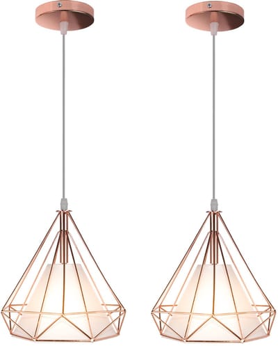2 Stuks Hanglamp Industrieel Woonkamer E27 Plafondlamp 25cm Modern Kroonluchter voor Slaapkamer Roze