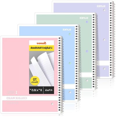 Spiraal notitieboeken - College schriften - Notities organiseren - Microgeperforeerd papier - 8 x 10-1/2 inch - Pastelkleuren