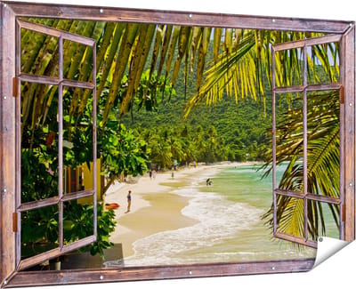 Gards Tuinposter Doorkijk Laguna - 180x120 cm - Tuindoek - Tuindecoratie - Wanddecoratie buiten - Tuinschilderij