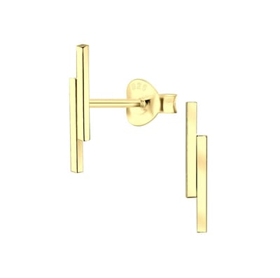 WeLoveSilver - Oorstekers - Zilver - Gold Plated - Dubbel Staafje