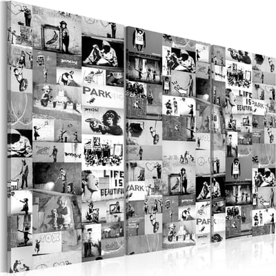 Schilderijen Op Canvas - Schilderij - Banksy: Graffiti Collage III 120x80 - Artgeist Schilderij