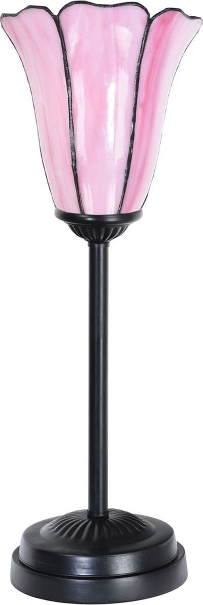Tiffany slanke tafellamp zwart met Liseron Pink - Art Deco Trade