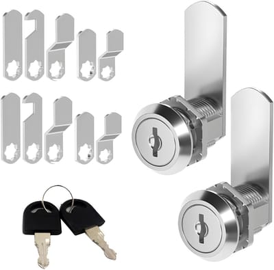 Beveiligingsslot voor Meubels, 16 mm, Inclusief 2 Sleutels en 5 Platen, Ideaal voor Kasten en Lades, Set van 2
