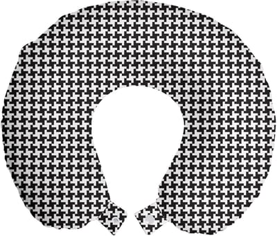 New Bed Minimalistisch Monochrome Houndstooth Reisneckkussen Memory Foam voor Vliegtuig en Auto, 30cm x 30cm