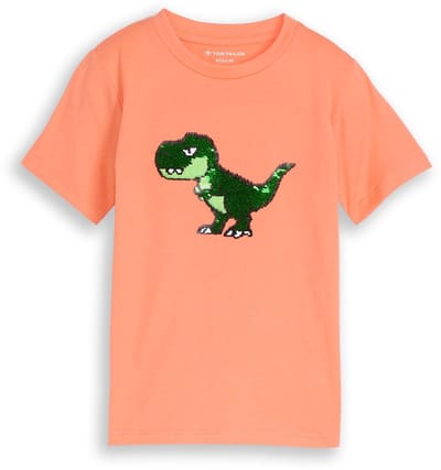 Tom Tailor - T-shirt met omkeerbare pailletten - Maat 128/134 - bright coral