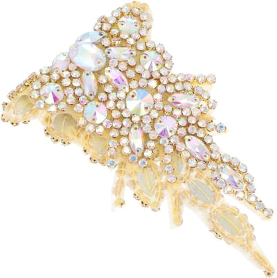 NOLITOY Wedding Belt Wedding Fabrics Applique Wedding Dress Rhinestone Decor Belt For Dresses Rhinestone Belts Diamonds Appliqué Gold Decor Supplies Bride Rhinestones Luxurious