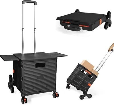 Vouwbare Winkelwagen met Trapwielen en Magnetische Deksel - Compact en Lichtgewicht