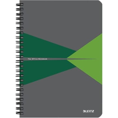 Leitz Office-notitieboek, DIN A5, 90 geruite vellen, spiraalbinding, kunststof omslag, FSC®-gecertificeerd, groen