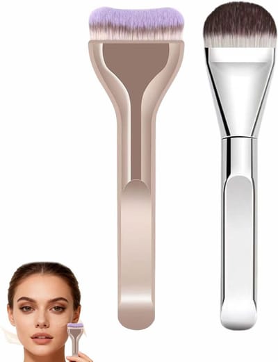 Ultra Dun Foundation Penseel Set voor Vloeibare Make-up, Poeder en Concealer - Perfecte Geschenken voor Vrouwen en Meisjes (Zilver)