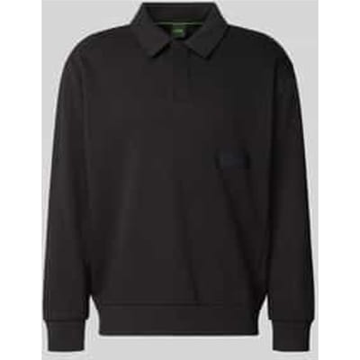 relaxed fit sweatshirt van katoenmix model 'SW_Placket Polo'