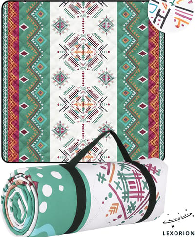Lexorion Comfort Picknickkleed - Picknickdeken - Waterdicht Picknickkleed - 200x200 cm - Comfortabel, Extra Groot en Opvouwbaar Buitenlaken - Ideaal voor Picknick, Strand, Camping en Speeltuin - Groot en Zandbestendig Dekens voor 6-8 Personen - Groen