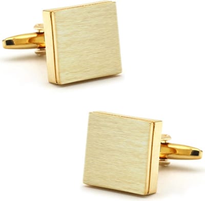 Vierkante Manchetknopen Heren Goud Kleurig - Geborsteld - Cufflinks - Papa Cadeau Voor Mannen - Vaderdag