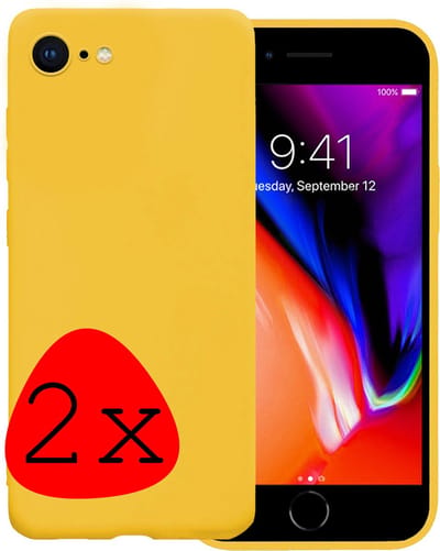 Hoesje - 2 Stuks - Geschikt voor Apple iPhone 7 - Sterk & Shockproof - Case Siliconen - Back Cover - Telefoon Hoes - Geel