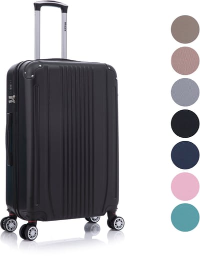 TRALEX - Levante - Medium koffer - 73L - 71x46x26cm - ABS - Harde schaal - Cijferslot - Lichtgewicht - Flexibel - Duurzaam - Stille (rubberen) wielen - Dubbele Spinner-wielen - Zwart