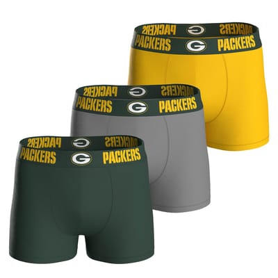 NFL Green Bay Packers 3-Pack 95% Cotton Boxers | Green/Grey/Yellow Size L voor Sport Fanzone
