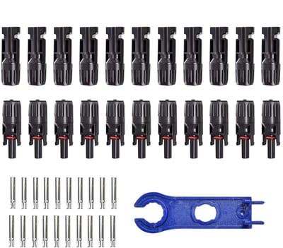 Zonne Kabel Connectoren - MC4 Aansluitingen PV Connectoren - Zonnepanelen Installeren - Waterdicht Ontwerp - 10 Paar - Zwart