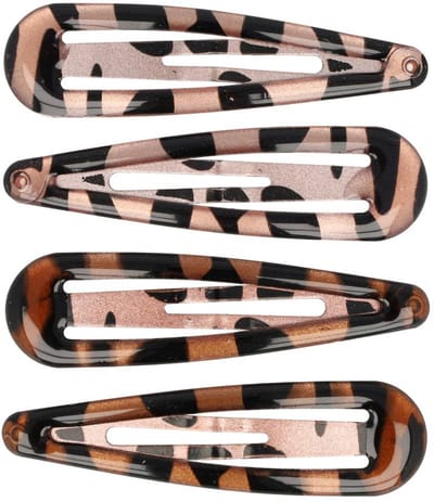 Haarsoires Haarspeld Klikklak 6cm - Basic - Epoxy Gevlekt - Bruin - Set van 4 - Haarclip Speldjes - Makkelijk in Gebruik - Haaraccessoires voor Volwassenen & Kinderen - Hair Clip - Decoratieve Haaraccessoire